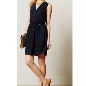 Maeve Pelona Sleeveless Shirtdress in Navy